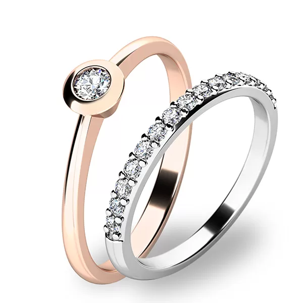 Set zásnubných prsteňov z ružového a bieleho zlata 10807-SET01-RB