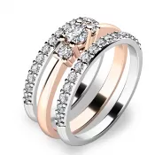 Úžasný set zásnubných prsteňov z bieleho a ružového zlata 10843-SET02-RB
