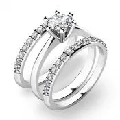 Set zásnubných prsteňov v bielom zlate 10720-SET02-BB