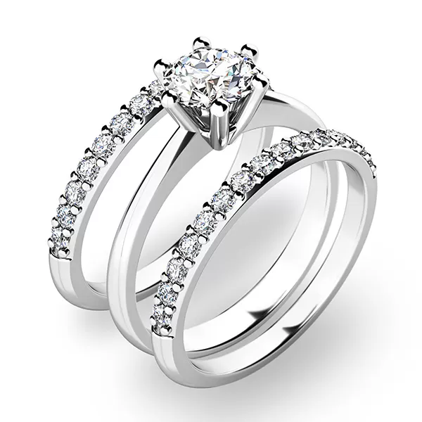 Set zásnubných prsteňov v bielom zlate 10720-SET02-BB