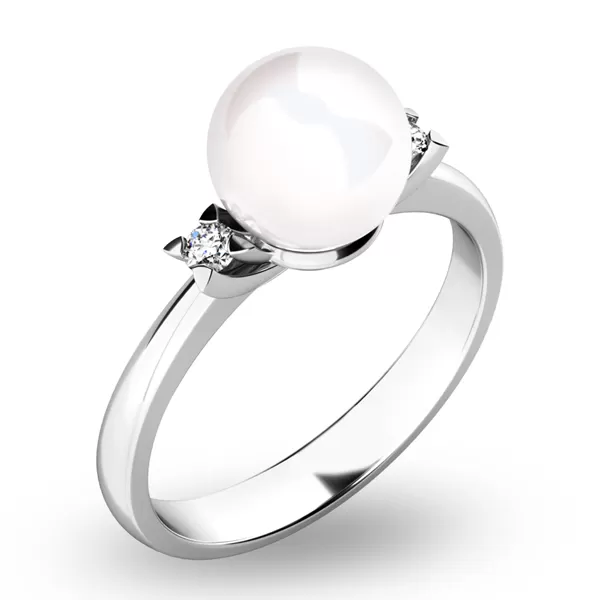 Perlový prsteň s diamantmi 10888-B