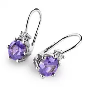 Náušnice s ametystmi a diamantmi 10857-B-AME