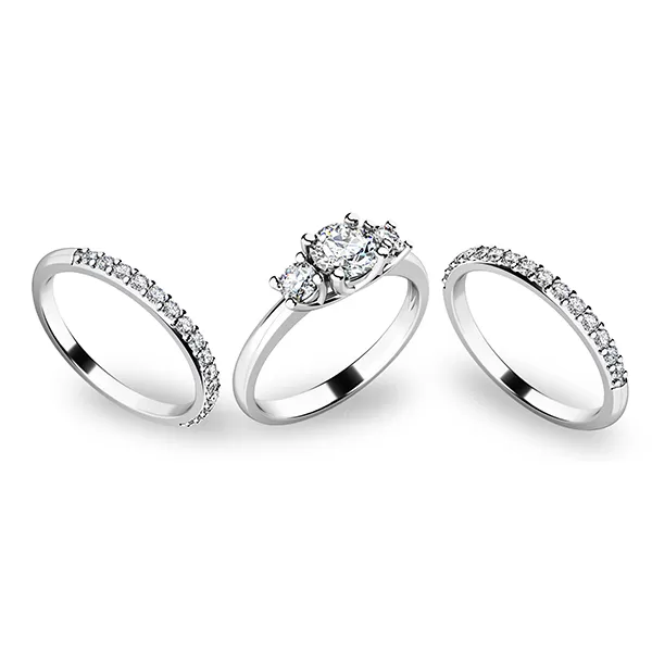 Zásnubný prsteň z bieleho zlata 585/1000 zirkónový zásnubný set 10803-SET02-BB