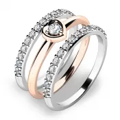 Zásnubný prsteň zlatý mix 585/1000 zirkónový zásnubný set 10849-SET02-RB