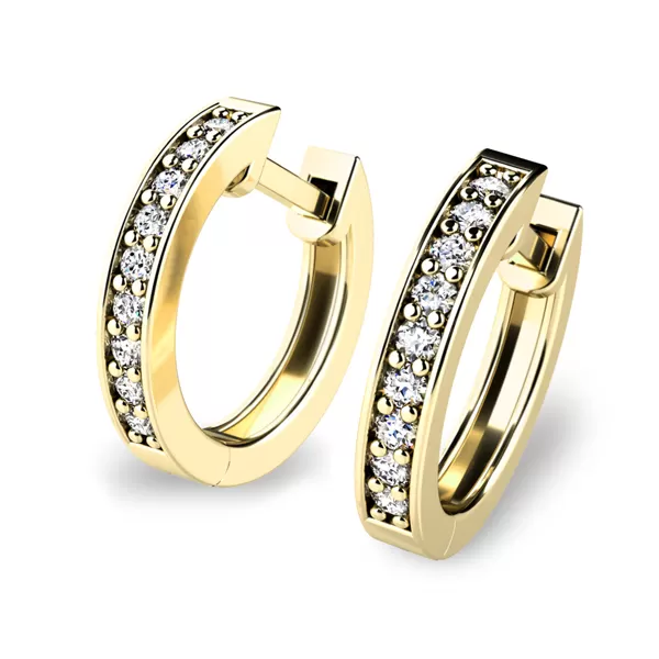 Dámske náušnice žlté zlato kruhy 585/1000 so zirkónmi 10836-ZL-ZIR