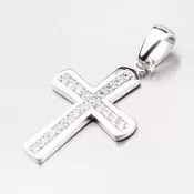 Prívesok z bieleho zlata v tvare kríža 43-21347