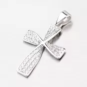 Prívesok z bieleho zlata v tvare kríža 43-21526