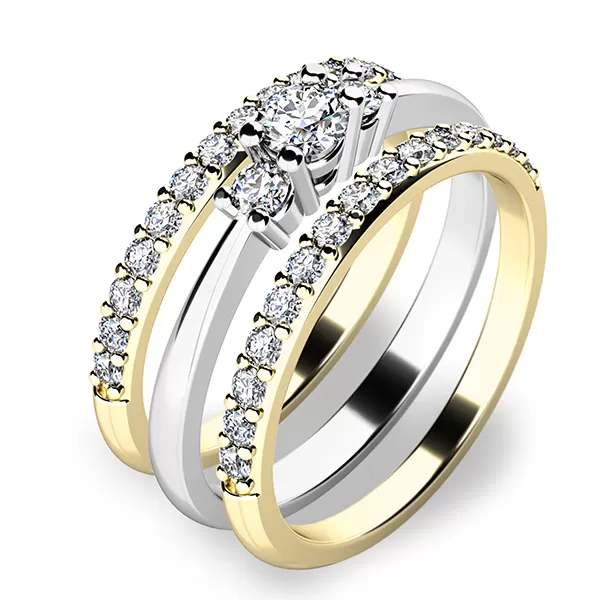 Zásnubný prsteň zlatý mix 585/1000 zirkónový zásnubný set 10843-SET02-BZ