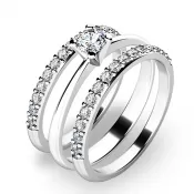 Zásnubný prsteň biele zlato 585/1000 zirkón set 10820-SET02-BB
