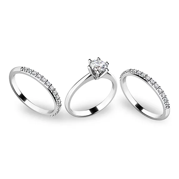 Set zásnubných prsteňov v bielom zlate 10720-SET02-BB