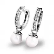 Náušnice s perlou a diamantmi 10894-B-FW-DIA