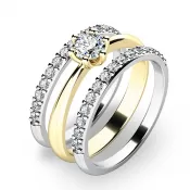 Zásnubný prsteň zlatý mix 585/1000 sada 10819-SET02-ZB