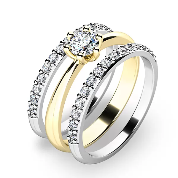 Zásnubný prsteň zlatý mix 585/1000 zirkón set 10819-SET02-ZB