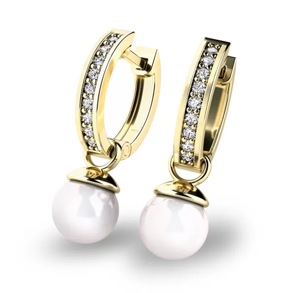 Náušnice s perlou a diamantmi 10894-ZL-FW-DIA