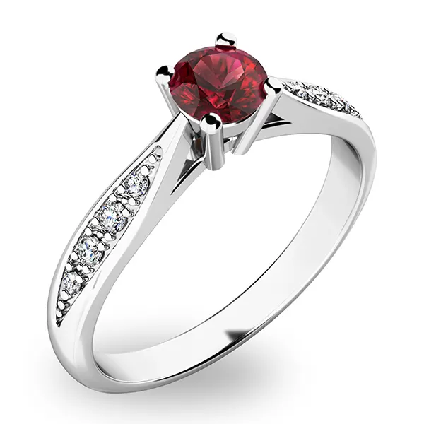 Dámsky prsteň s českým granátom a diamantmi 10745B-GRN