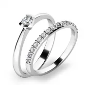 Krásny set zásnubných prsteňov z bieleho zlata 10840-SET01-BB