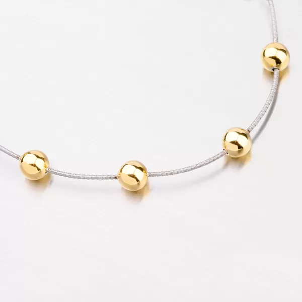 Strieborný náramok so pozlátenými guličkami XKXC-4002-ES