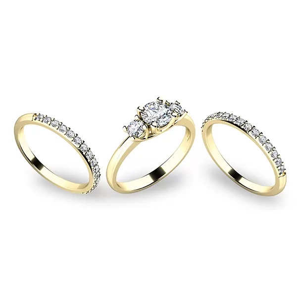 Zásnubný prsteň zo žltého zlata 585/1000 zirkónový zásnubný set 10803-SET02-ZZ