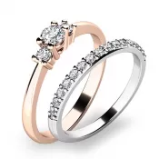 Zásnubný prsteň zlatý mix 585/1000 zirkónový zásnubný set 10843-SET01-RB