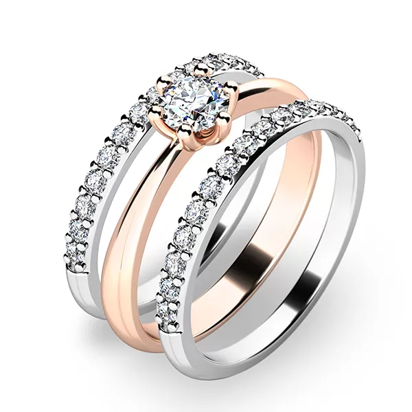 Zásnubný prsteň zlatý mix 585/1000 zirkón set 10819-SET02-RB