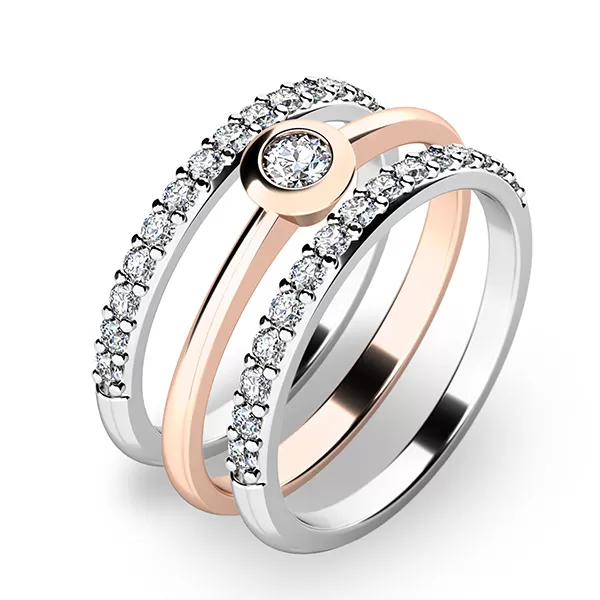 Set zásnubných prsteňov z ružového a bieleho zlata 10807-SET02-RB