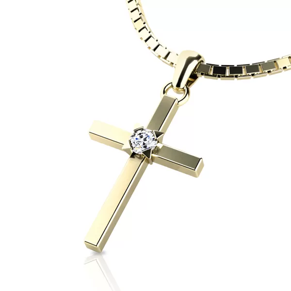 Zlatý kríž s diamantom 10872-ZL-DIA