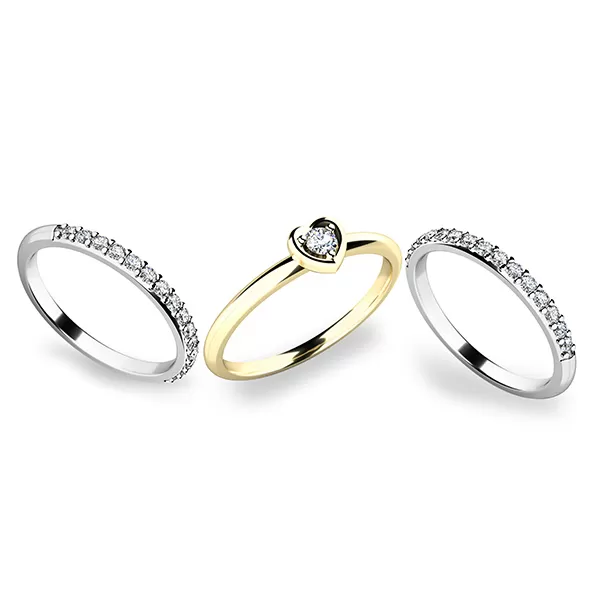 Zásnubný prsteň zlatý mix 585/1000 zirkónový zásnubný set 10849-SET02-ZB