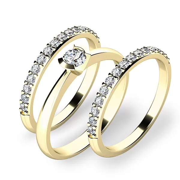 Krásny set zásnubných prsteňov zo žltého zlata 10840-SET02-ZZ