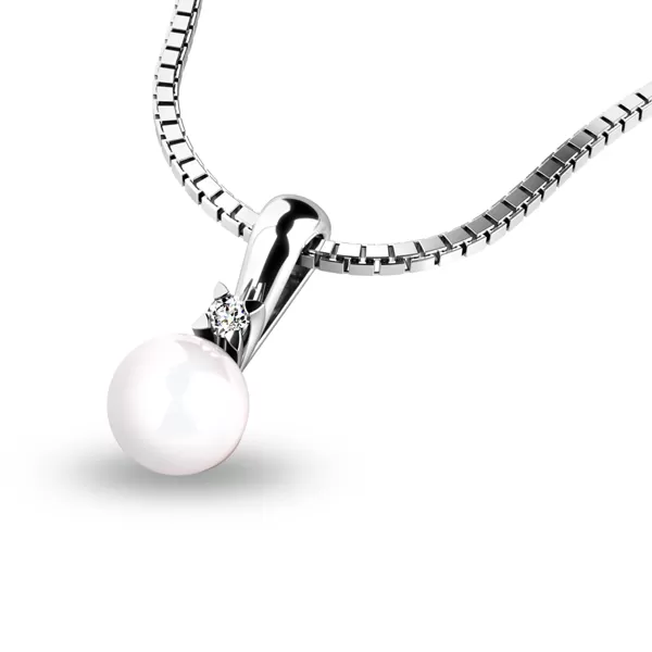 Perlový prívesok s diamantom 10891-B-DIA