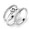 Zásnubný prsteň z bieleho zlata 585/1000 zirkónový zásnubný set 10849-SET02-BB