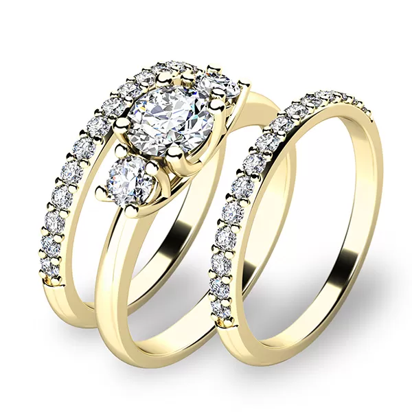 Zásnubný prsteň zo žltého zlata 585/1000 zirkónový zásnubný set 10803-SET02-ZZ