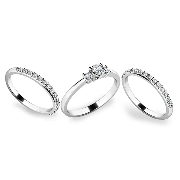 Zásnubný prsteň z bieleho zlata 585/1000 zirkónový zásnubný set 10843-SET02-BB