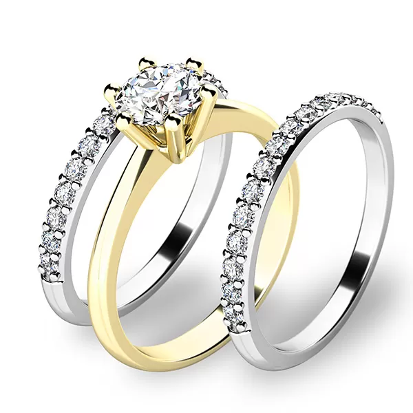 Set zásnubných prsteňov z kombinovaného zlata 10720-SET02-ZB