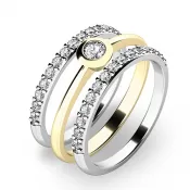 Set zásnubných prsteňov zo žltého a bieleho zlata 10807-SET02-ZB