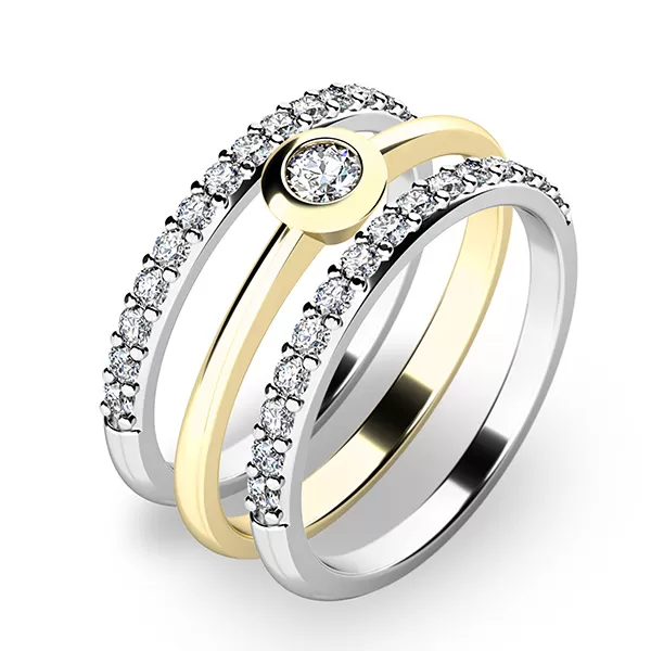 Set zásnubných prsteňov zo žltého a bieleho zlata 10807-SET02-ZB