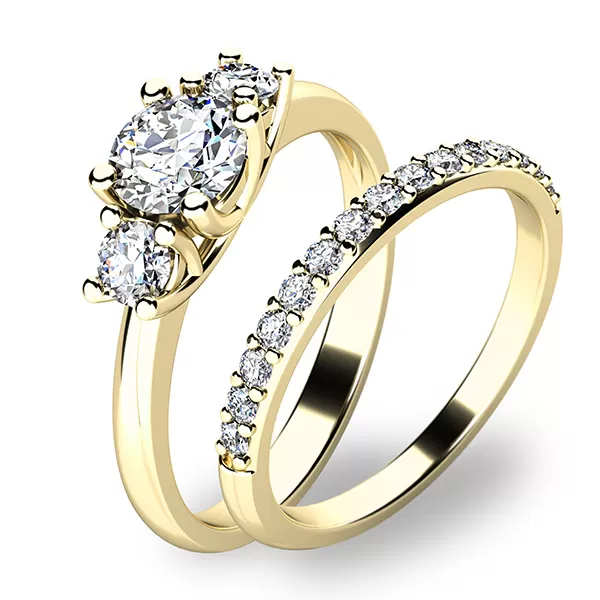 Zásnubný prsteň zo žltého zlata 585/1000 zirkónový zásnubný set 10803-SET01-ZZ