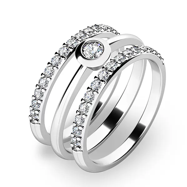 Set zásnubných prsteňov z bieleho zlata 10807-SET02-BB