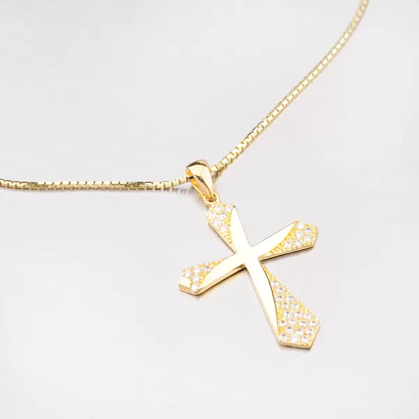 Zlatý kríž so zirkónmi 43-21185