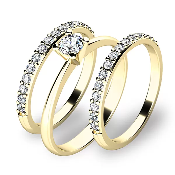 Zásnubný prsteň žlté zlato 585/1000 zirkón set 10820-SET02-ZZ