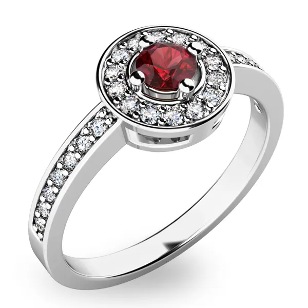 Prsteň zo zlata s českým granátom a diamantmi 10802B-GRN