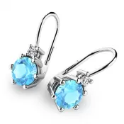 Náušnice s akvamarínmi a zirkónmi 10857-B-ZIR-SM