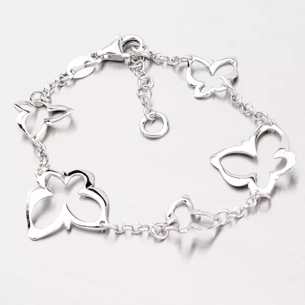 Strieborný náramok s motýľmi B1401565-0331-SLX