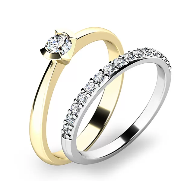 Krásny set zásnubných prsteňov zo žltého a bieleho zlata 10840-SET01-ZB