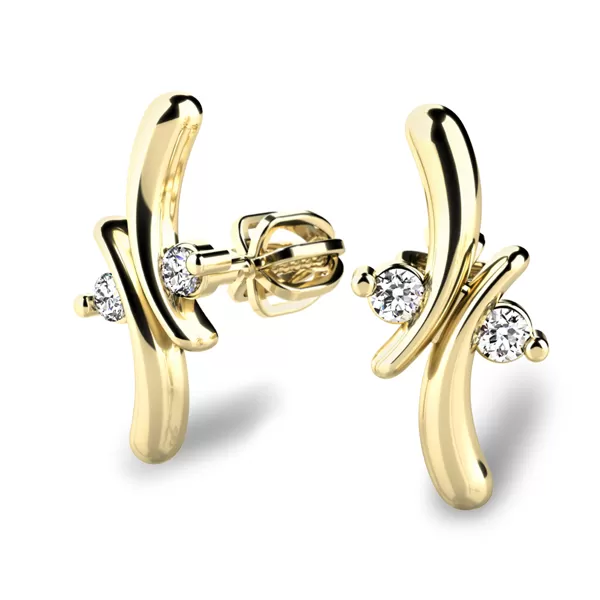 Dámske náušnice žlté zlato 585/1000 prírodný diamant 0,060 ct G/SI 10851-NS-ZL-DIA