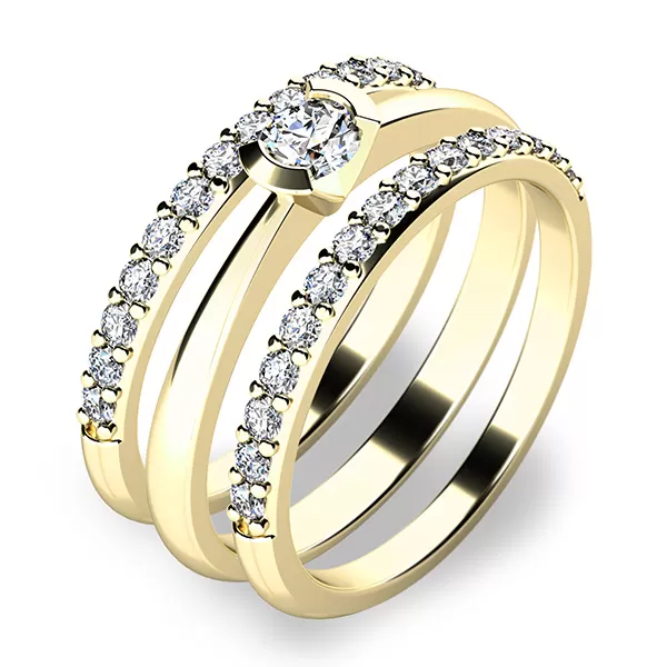 Krásny set zásnubných prsteňov zo žltého zlata 10840-SET02-ZZ