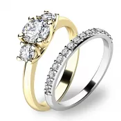 Zásnubný prsteň zlatý mix 585/1000 sada 10803-SET01-ZB