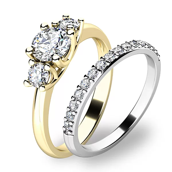 Zásnubný prsteň zlatý mix 585/1000 sada 10803-SET01-ZB