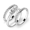 Zásnubný prsteň z bieleho zlata 585/1000 zirkónový zásnubný set 10843-SET02-BB