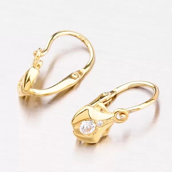 Zlaté náušničky s bielym zirkónom 52DN-2224ZB
