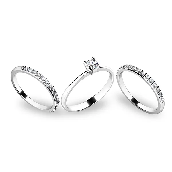 Zásnubný prsteň biele zlato 585/1000 zirkón set 10820-SET02-BB